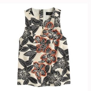 J. Crew Black and Orange Floral Top